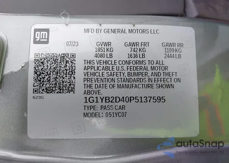 2023 Chevrolet Corvette Stingray Rwd 2Lt from USA, damaged, VIN 1G1YB2D40P5137595